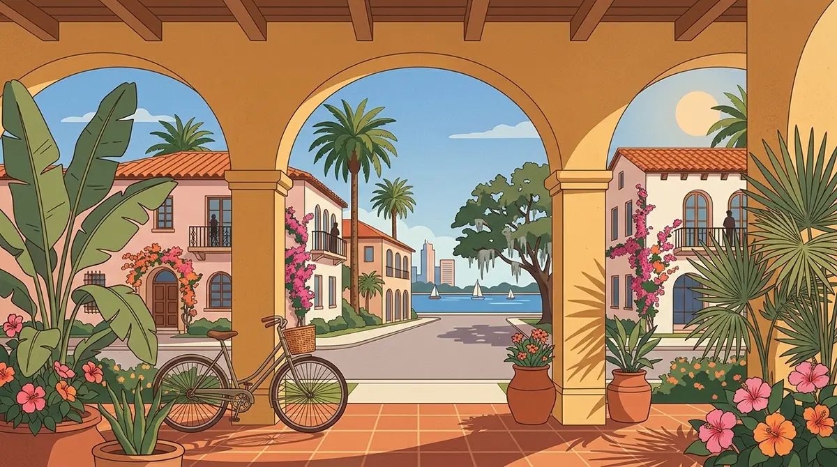 Buying a home in Florida — palm-lined residential street