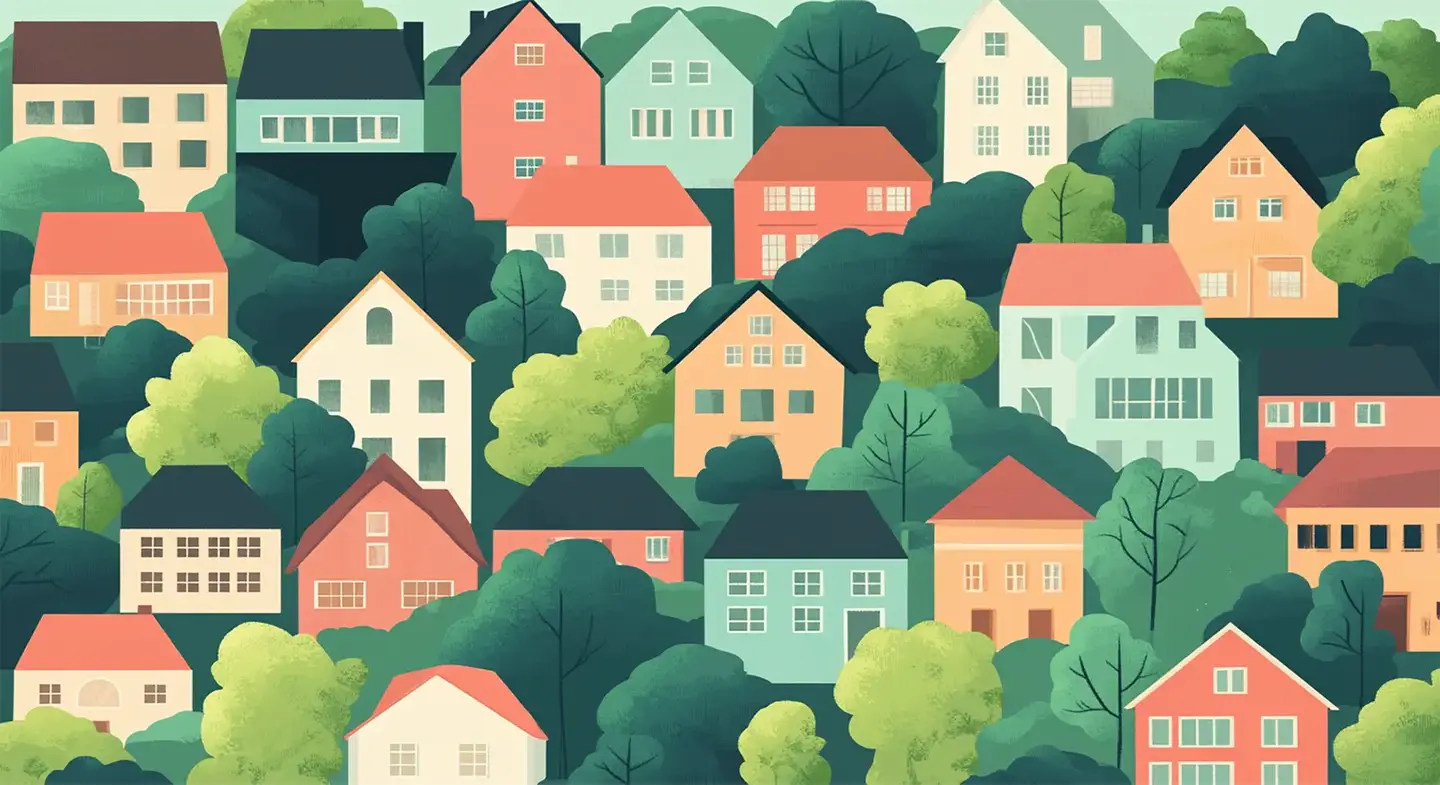 Modern house keys with mortgage document and calculator