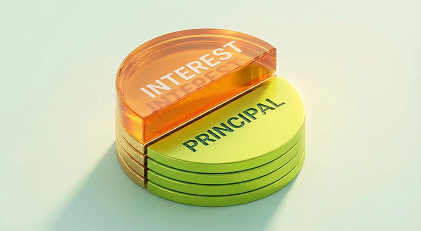 Visualization of mortgage payment split between interest and principal